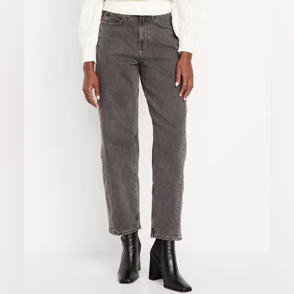 Old Navy High-Rise Barrel Leg Size 0 in Gray Wash
